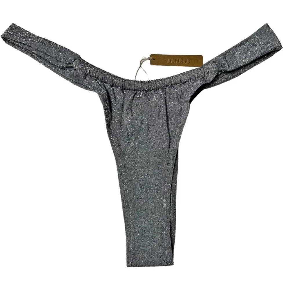 NWT Skims Cheeky Tanga Swim Bottoms Metallic Nickel Women 4X